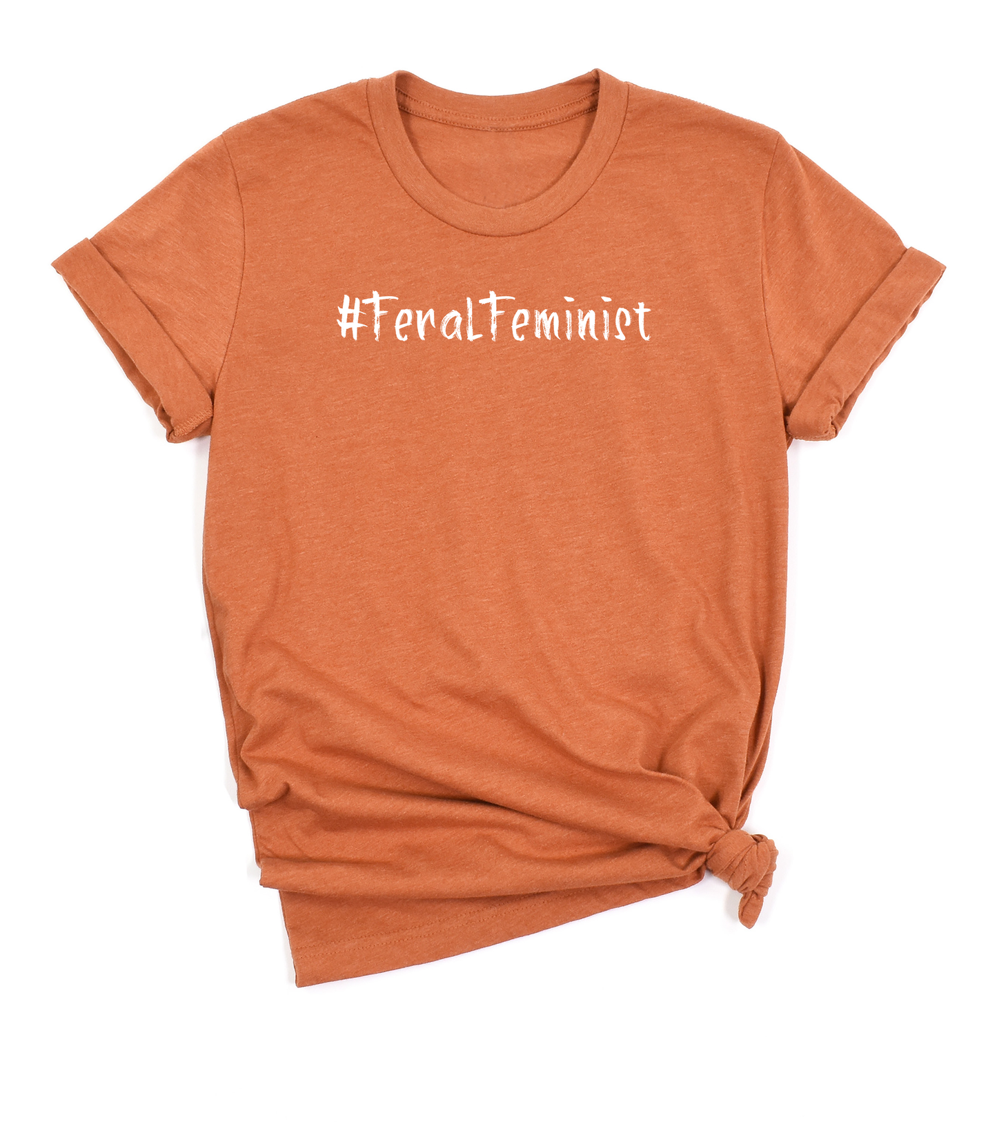 #FeralFeminist (white) short sleeve Unisex T-shirt