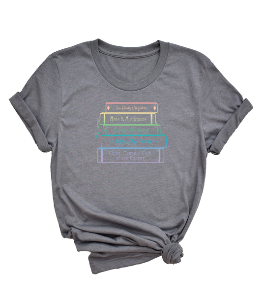 Cottagecore Bookstack art (prism) short sleeve unisex T-shirt