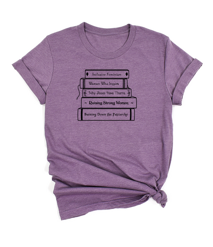 Feminist Book Stack (black) short sleeve unisex T-shirt