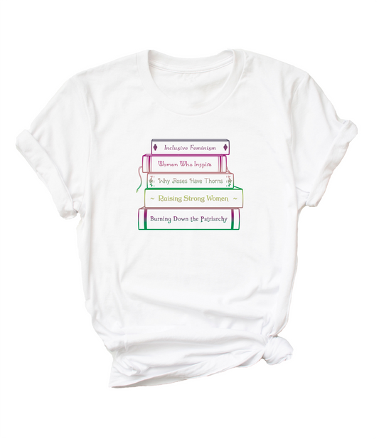 Feminist Bookstack art (dragon) short sleeve unisex T-shirt