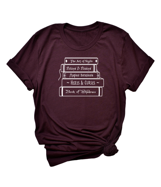 Witchy Book Stack (white) short sleeve Unisex T-shirt