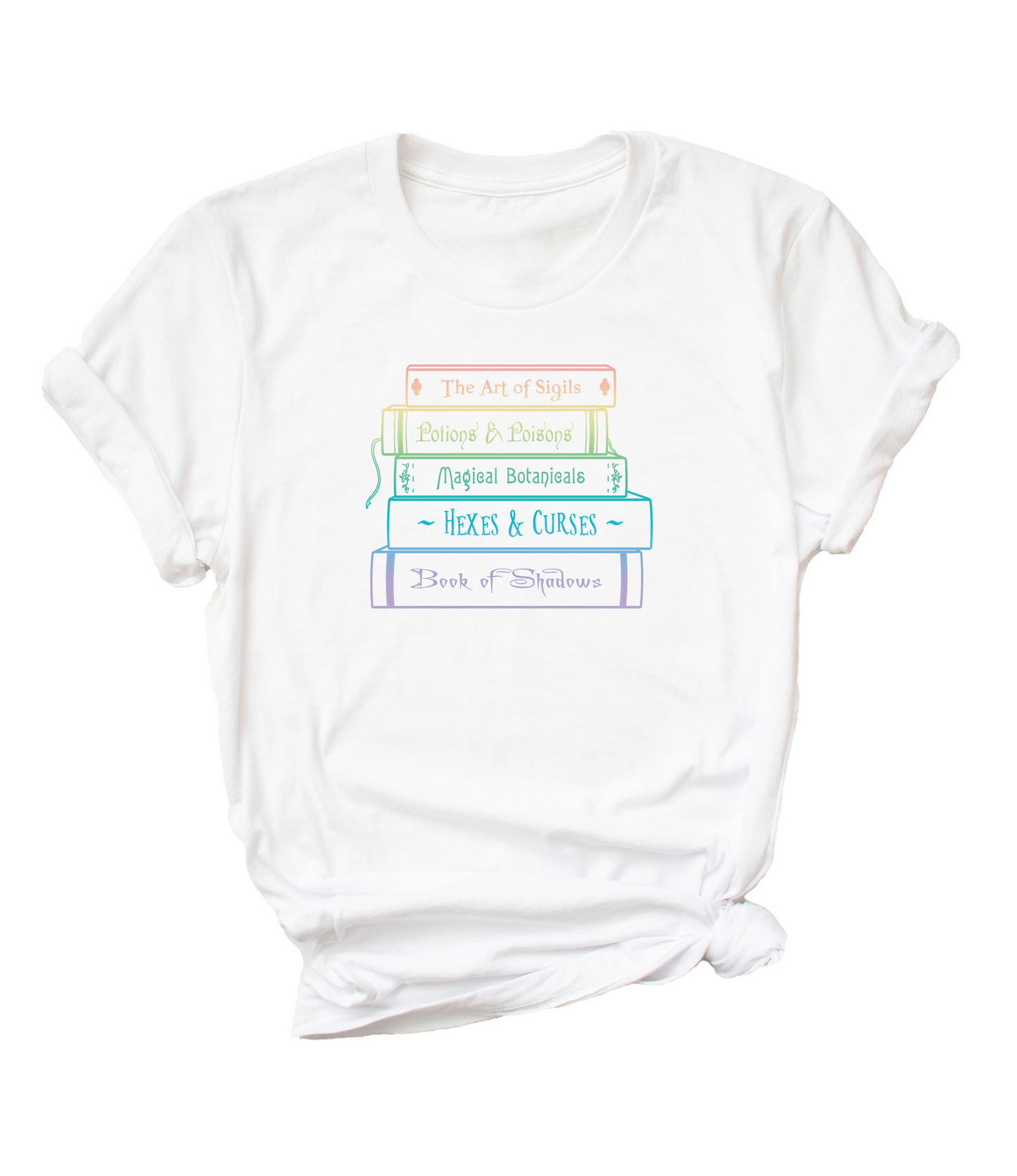 Witchy Book Stack art (prism) short sleeve unisex T-shirt